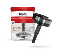 kwb Mèche à bois, Ø 60 mm, mèche à cloche (pour le bois, tête de perçage forgée, affûtage spécial, trous de perçage rapides et sans éclats, pointe de centrage affûtée sur 4 côtés, longue durée de vie)