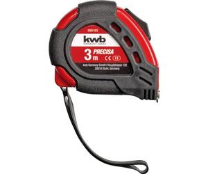 kwb Mètre à ruban en acier, 3 m, avec dragonne, fixation pour ceinture, crochet magnétique, pour travaux de mesure dans la construction