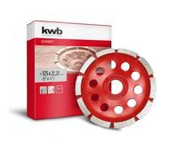 kwb Meule boisseau diamantée, plateau de ponçage diamanté (avec bord à 1 rangée, Ø 125 mm, pour meuleuse d'angle, idéal pour le béton avec armature, le crépi, la chape et la colle à carrelage)