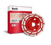 kwb Meule boisseau diamantée, plateau de ponçage diamanté (avec bord à 2 rangées, Ø 125 mm, pour meuleuse d'angle, idéal pour le béton avec armature, le crépi, la chape et la colle à carrelage)