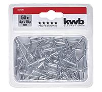 kwb Rivets aveugles/rivets pop Ø 4 mm, longueur 10 mm, en aluminium, avec tige galvanisée, pour pinces à rivets aveugles courantes