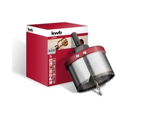 kwb scie cloche multi-couronnes en acier au tungstène Ø 68, 83 et 100 mm avec bonne performance de coupe, longue durée de vie, haute précision, profondeur de coupe 40 mm et foret de centrage