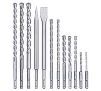 kwb SDS-Plus Jeu de burins et de marteaux, jeu de 12 forets pour la pierre et le béton dans un coffret en plastique, jeu de forets et de burins