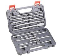 kwb SDS-Plus Jeu de burins et de marteaux, jeu de 12 forets pour la pierre et le béton dans un coffret en plastique, jeu de forets et de burins