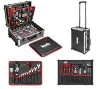 kwb Valise à outils avec fonction trolley, 175 pièces, remplie, outils dans une valise en aluminium robuste, set d'outils grand, pour bricoleurs, DIY et maîtres artisans, verrouillable avec 2 clés