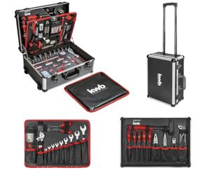 kwb Valise à outils avec fonction trolley, 175 pièces, remplie, outils dans une valise en aluminium robuste, set d'outils grand, pour bricoleurs, DIY et maîtres artisans, verrouillable avec 2 clés