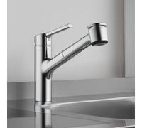 KWC Luna-E Mitigeur de cuisine pivotant, basse pression, avec douchette extractible, 10.445.033.000FL,