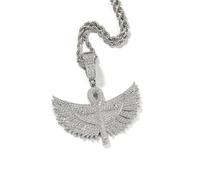 KWCLTH Collier pendentif Ankh Cross Wings avec chaîne en acier inoxydable, collier en zircone cubique givrée, bijoux hip-hop pour hommes