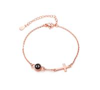 KWCLTH Pulsera Personalizada con Foto Proyección Pulsera Cruz Personalizada con Foto en el Interior Regalos Religiosos para Mujer