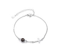 KWCLTH Pulsera Personalizada con Foto Proyección Pulsera Cruz Personalizada con Foto en el Interior Regalos Religiosos para Mujer