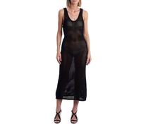 KWDR00165 Robe longue ajourée au crochet pour femme-Le noir S