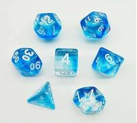 Kweiugfi Lot de 7 dés DND MTG Dice en polyédrique pour jouer à des jeux de rôle, Pathfinder, Board Games (bleu et blanc)