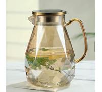 Kweiugfi Pichet Eau, Carafe En Verre de 1,8 litres avec Couvercle, Design Diamant Moderne, Pichet à Eau Haute Durabilité pour Infuseur Fruit, Thé Glacé, Café Chaud, Lai（Champagne）