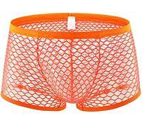 Kwelt Homme sous-vêtements Lingerie Homme Boxer Résille Transparente Slip Respirante Caleçon Briefs,M,Orange