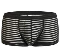 Kwelt Homme sous-vêtements Niedrige Taille Transparente Streifen Mesh U Convex Pouch Boxers Shorts Streifen Mesh Lingerie Brief Boxer,L,Noir