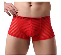 Kwelt Homme sous-vêtements Niedrige Taille Transparente Streifen Mesh U Convex Pouch Boxers Shorts Streifen Mesh Lingerie Brief Boxer