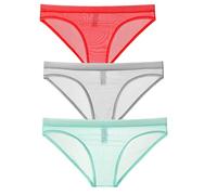 Kwelt Hommes Slips Sexy érotique Slips Shorts Slips Taille Basse Maille Voir à Travers Les Slips Respirants Slips Caleçons Grey+red+lightblue L