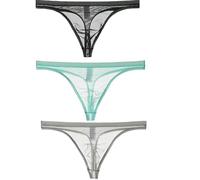Kwelt Hommes String érotique Tanga String Bikini Tongs String Sexy Shorts Slip String Black+lightblue+grey S