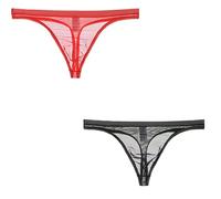 Kwelt Hommes String érotique Tanga String Bikini Tongs String Sexy Shorts Slip String, Black+red, L