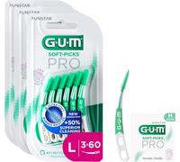 Kwex-Bâtonnets Interdentaires ® Soft-Picks® Pro Forme Incurvée Pour Un Accès Facile Aux Zones Difficiles D'accès Action Douce Pour Les Gencives Sensibles [L - 3x60] (+1 Bonus Offert)