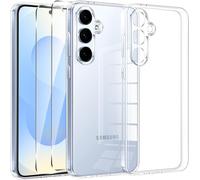 KWEX-Couqe pour Samsung Galaxy S25 5G avec 2 Pi¿¿ces Verre Tremp¿¿ Protection ¿¿cran, Transparente Silicone TPU Bumper Housse pour Samsung S25, Antichoc Anti-Rayures HD Clair ¿¿tui Protection Case