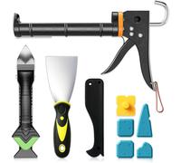 KWEX-Kit de presse à cartouche, pistolet à cartouche en silicone et outil pour enlever le mastic, grattoir à joints pour salle de bain, cuisine, sol, fenêtre, joints d'évier, cadre