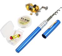 Kwex-Lixada Reel Fishing Rod Combo Set Mini, Stylo Télescopique De Poche Portable Canne À Pêche Pôle + Bobine En Alliage D'aluminium Ligne De Pêche/Souple/Leurre Jig Hooks