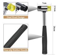 KWEX-Maillet en Caoutchouc à Double Face, Ø 25 mm Mini Marteau Caoutchouc avec 6 Têtes de Marteau de Rechange, Maillet Caoutchouc avec Manche Antidérapant pour Bois Plastique Cuir Bijoux