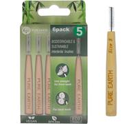 Kwex-Pure Earth Essentials Brosses Interdentaires En Bambou - Brosse Interdentaire Biodégradable - Manche Bio Avec Poils Doux Pour Un Nettoyage En Profondeur Entre Les Dents Et Les Gencives (6 Pièces