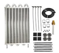 KWEZ Refroidisseur de Transmission Kit de convertisseur de radiateur à Distance en Aluminium pour 8, 6 ou 4 rangées, Compatible avec Les transmissions automatiques et manuelles.(8 Row Silver)