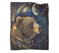 KWFYBEHZ Chaman Spirit Bear Couverture Plaid Super Chaude,Plaid Haute Qualité,Lune and Étoiles Plaid Polaire Douce Et Confortable,Ultra Douce Et Duveteuse Plaid,60x80inch(150x200cm)