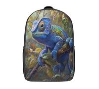 KWFYBEHZ ColoRouge Caméléon Sacs À Dos Étudiant Cartables Scolaires Enfants École Sac D'école 3D Imprimé Reptiles Sacs D'école Pour Garçons Filles Élèves Du Primaire Et Du Collège 17inch