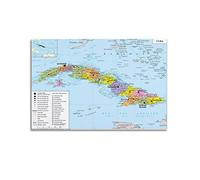 KWID Poster géopolitique de la carte de Cuba - Peinture décorative sur toile - Impression d'art moderne pour chambre à coucher - 30 x 45 cm