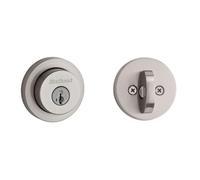 Kwikset 158 Milan Serrure à pêne dormant en nickel satiné rond pour porte d'entrée avant extérieure, résistante au crochetage SmartKey Rekey, boulon mort monocylindre, avec protection Microban