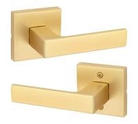 Kwikset 720SALSQT-4 Singapour Poignée de porte à levier avec serrure carrée à rosace avec loquet 6AL et gâche RCS Finition laiton satiné