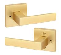Kwikset 730SALSQT-4 Singapour Serrure de porte à levier avec rosace carrée avec loquet 6AL et gâche RCS Finition laiton satiné