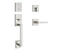 Kwikset 98180-002 San Clemente Cylindre Unique Low Profile Handleset Verrou de porte avec levier de Halifax avec Smartkey en nickel satiné, 98180-002
