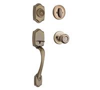 Kwikset Belleview Cylindre Unique Handleset W/Buse de bouton Equipé de plip® en laiton antique