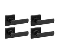 Kwikset Breton Lot de 4 leviers de baignoire carrés Microban Noir mat