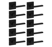 Kwikset Casey Lot de 10 poignées de porte intérieure de passage - Levier pour portes de placard et de couloir - Poignée réversible sans verrouillage - Noir mat - Avec protection Microban