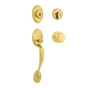 Kwikset Chelsea Poignée monocylindre avec bouton Juno avec SmartKey® en laiton poli à vie
