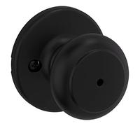 Kwikset Cove - Bouton de porte d'intérieur avec serrure, poignée de porte pour salle de bain et chambre à coucher, noir mat, sans clé, serrure tournante