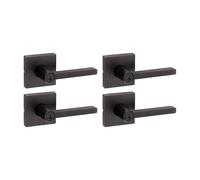 Kwikset Halifax Lot de 4 poignées de porte d'entrée avec serrure et clé, levier extérieur réversible à clé sécurisée, pour entrée avant et chambre à coucher, bronze vénitien, résistant au crochetage