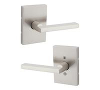 Kwikset Halifax Passage Lever with Rectangular Rose in Satin Nickel