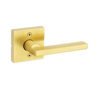 Kwikset Halifax Poignée de porte factice, levier simple face pour placards, portes doubles françaises et garde-manger, laiton satiné, levier intérieur réversible, avec protection Microban