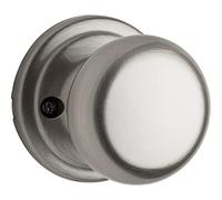 Kwikset Hancock Dummy Door Knob, Single Sided Handle for Closets, French Double Doors, and Pantry, Satin Nickel Non-Turning Interior Push/Pull Door Knob, with Microban Protection