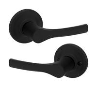 Kwikset Henley Levier de porte de passage, poignée non verrouillable pour portes intérieures de couloir et de placard, réversible pour une installation facile, avec protection Microban en noir mat