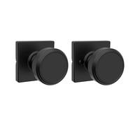 Kwikset Maven Bouton de porte de passage intérieur - Poignée carrée pour portes de placard et de couloir - Poignée de porte non verrouillable en noir mat avec protection Microban