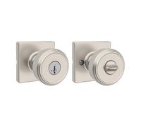 Kwikset Maven Bouton de porte d'entre avec serrure et cl Poigne cl scurise Entre extrieure carre et chambre coucher Nickel satin R