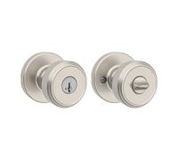 Kwikset maven Bouton de porte d'entree avec serrure et cle Secure Handled Poignee exterieure Entree avant et chambre en satin Nickel Pick SmartKe